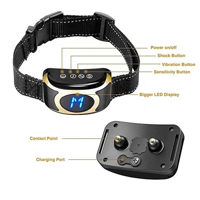 Тренировочный ошейник для собак 3 в 1 электронный против лая водонепроницаемые