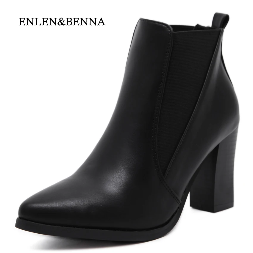 ENLEN &amp BENNA/2016 г. Новые осенне-зимние женские ботинки винтажные ботильоны с пряжкой