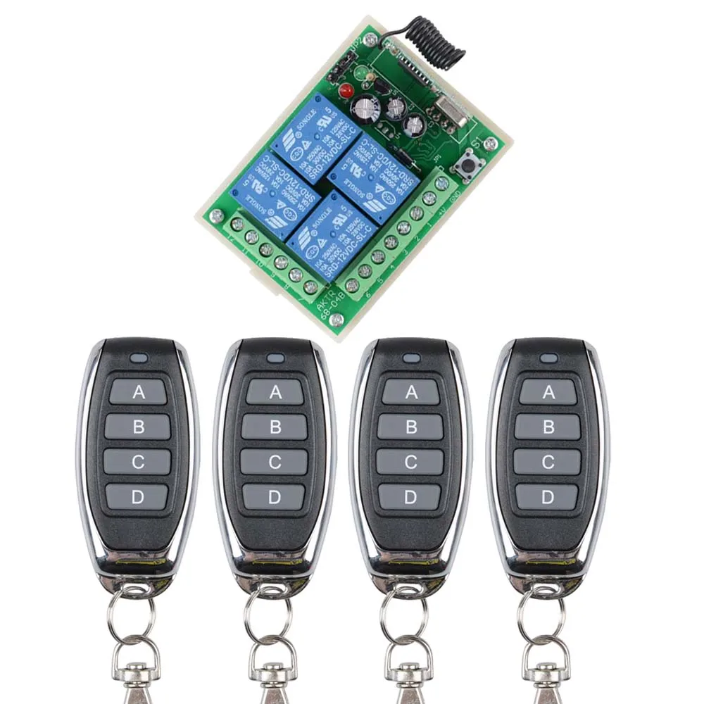 DC12V 10A 4 канальный РЧ Беспроводной дистанционного Управление переключатель/Радио