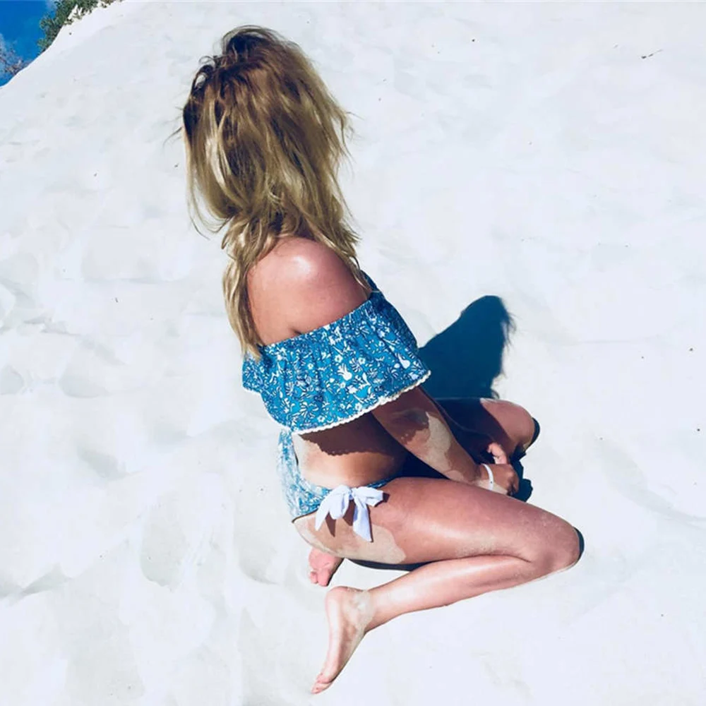 Купальник бикини бандо с принтом в виде большого лотоса женский купальник 2019| |