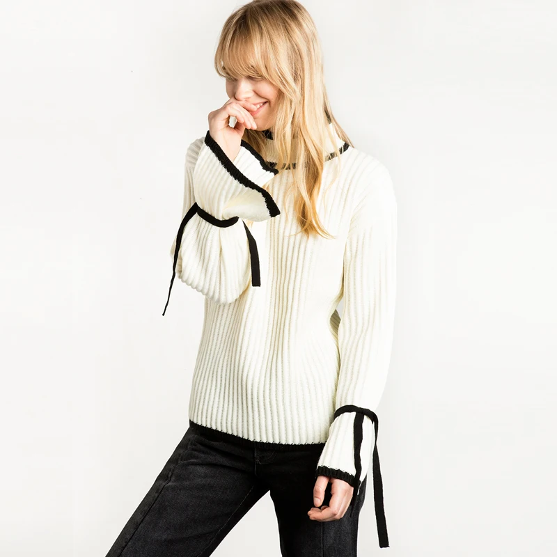 Hodoyi 2017 Fashion Sweater Women Casual Solid White O-neck Full Sleeve Pullovers Tops Cute Preppy Autumn Female Sweaters | Женская