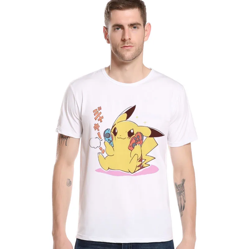 Мужская футболка Pokemon Go, Мега генгар Пикачу, летние повседневные футболки с принтом, одежда с героями мультфильмов, хипстерские комиксы, мужские футболки L1R1