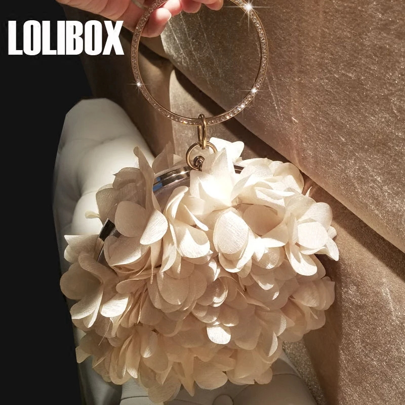 LOLIBOX Новые клатчи на каждый день круглые сумочки шифон лепестки алмаз женские