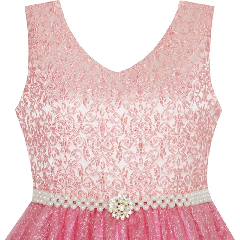 Sunny Fashion платья для девочек новогодние костюмы Цветок Девушка Платье сверкающий