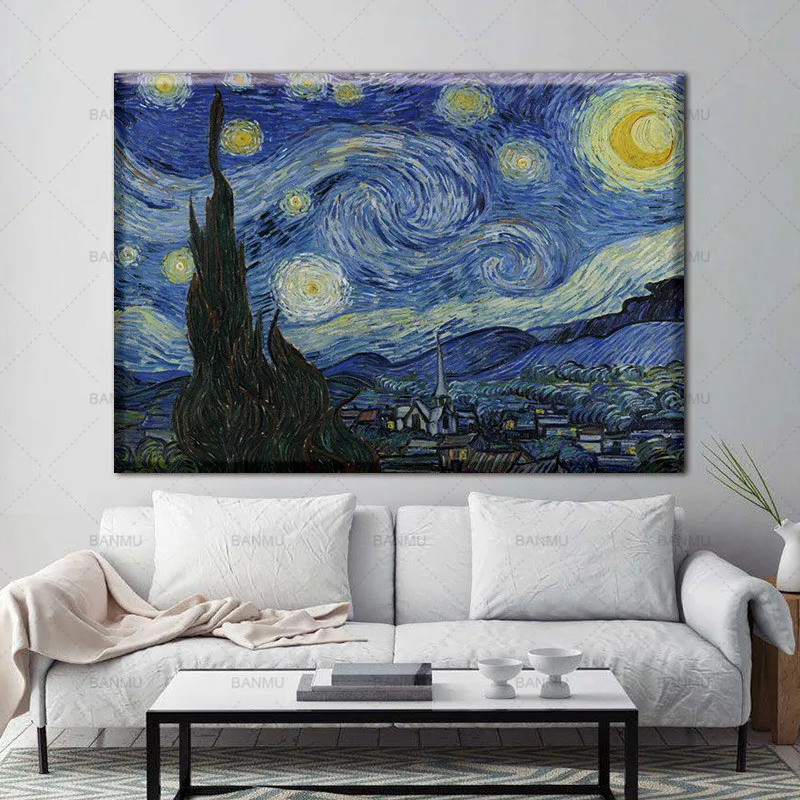 1 шт./компл. картина огромный классический пейзаж маслом на холсте звездная ночь
