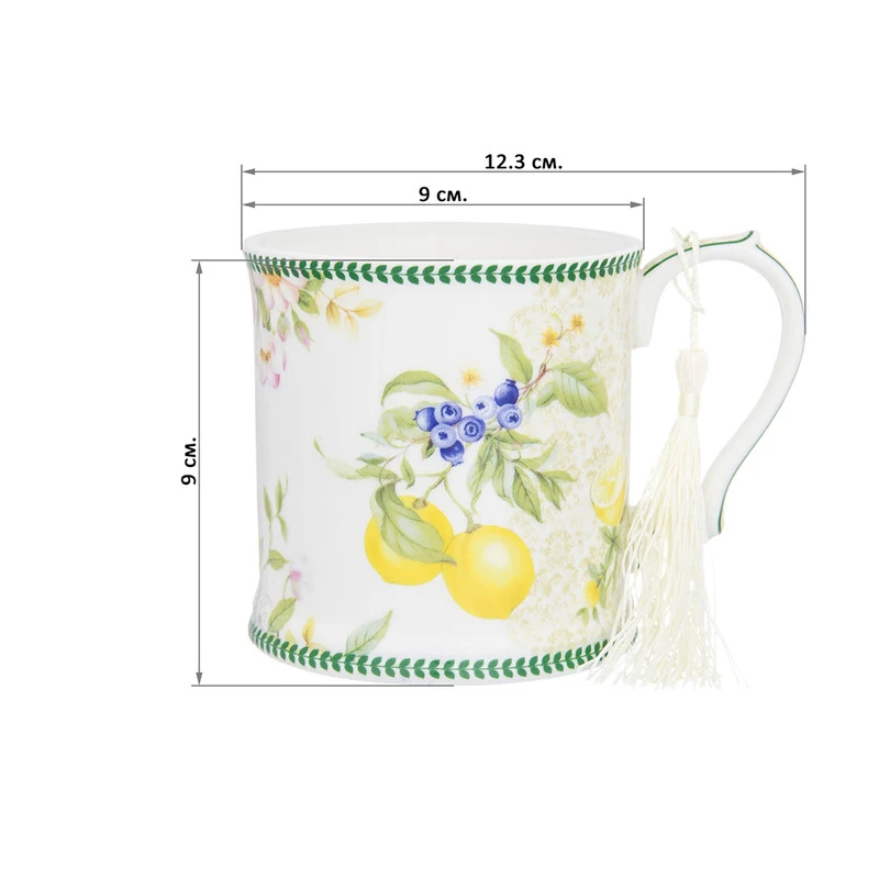 Кружка 380 мл 12 3*9*9 см &ampquotЛимоны&ampquot NEW BONE CHINA | Дом и сад