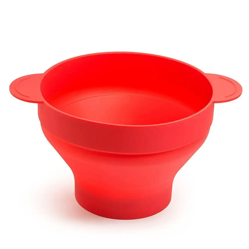 With Handle Микроволновая попкорн чайник складной силиконовый аппарат для приготовления попкорна чаша воздушная Кукуруза миска с крышкой для дома DlY горячий воздух аппарат для приготовления попкорна чаша - Цвет: With Handle