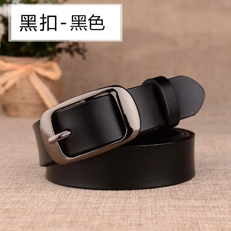 Black buckle black Женский модный брендовый ремень из натуральной кожи, женский ремень, сплав, пряжка, винтажные ремни для женщин, s джинсы, высокое качество, 10 - Цвет: Black buckle black