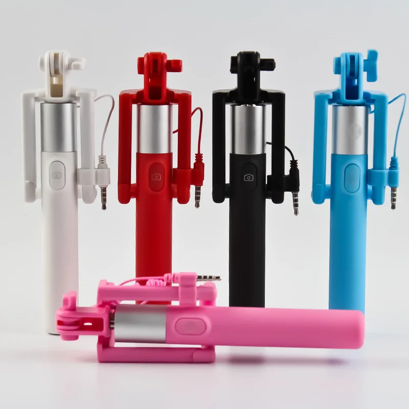 Ручная Проводная Мини селфи палка для смартфонов IOS Android раздвижной монопод