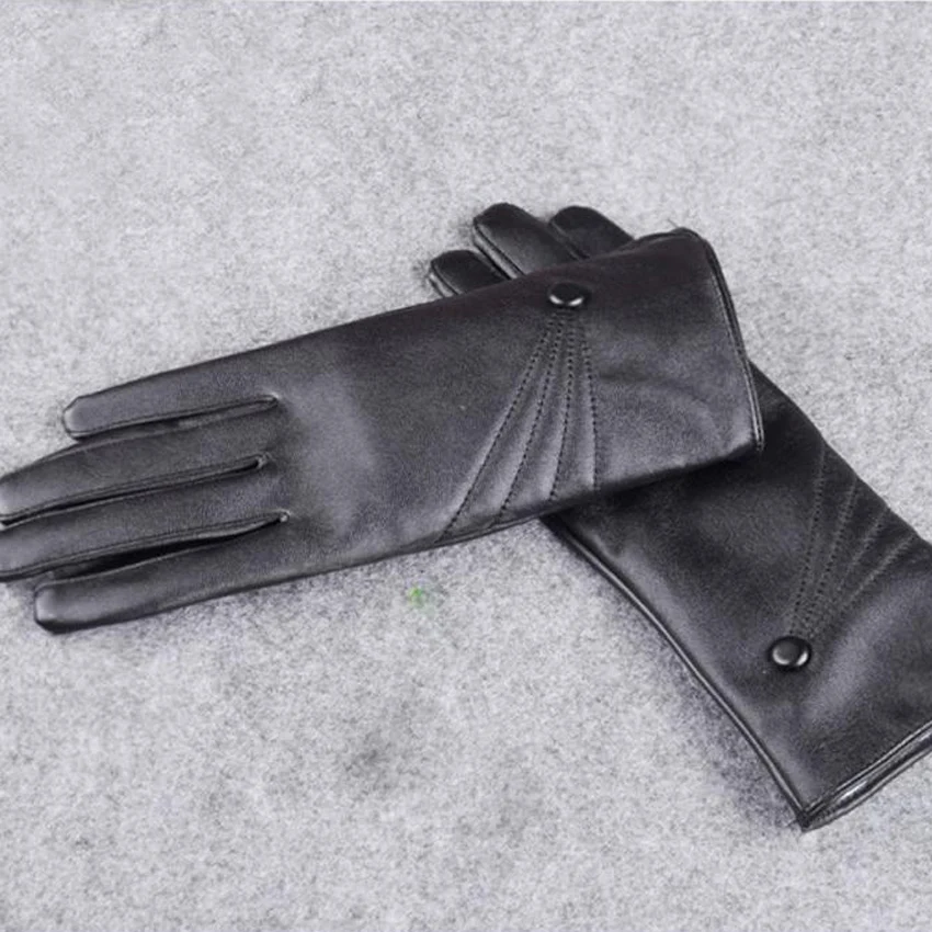 Женские перчатки 2017 модные зимние супер теплые женские кожаные кашемировые