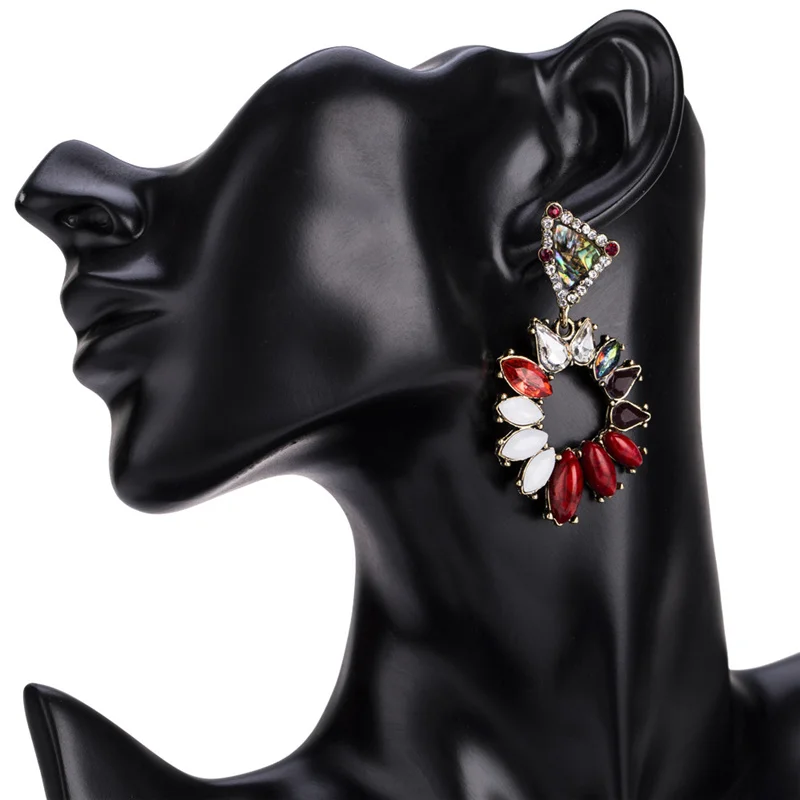 2018 Новый Дизайн Богемия Винтаж геометрический акрил Кристалл падение серьги для