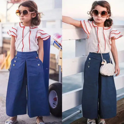 Комплект одежды для маленьких девочек футболка с расклешенными рукавами и