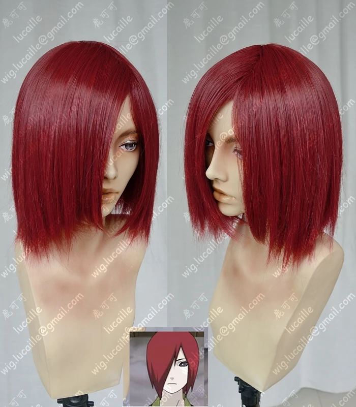 Короткие красные синтетические волосы для косплея из аниме Nagato Pain + шапочка