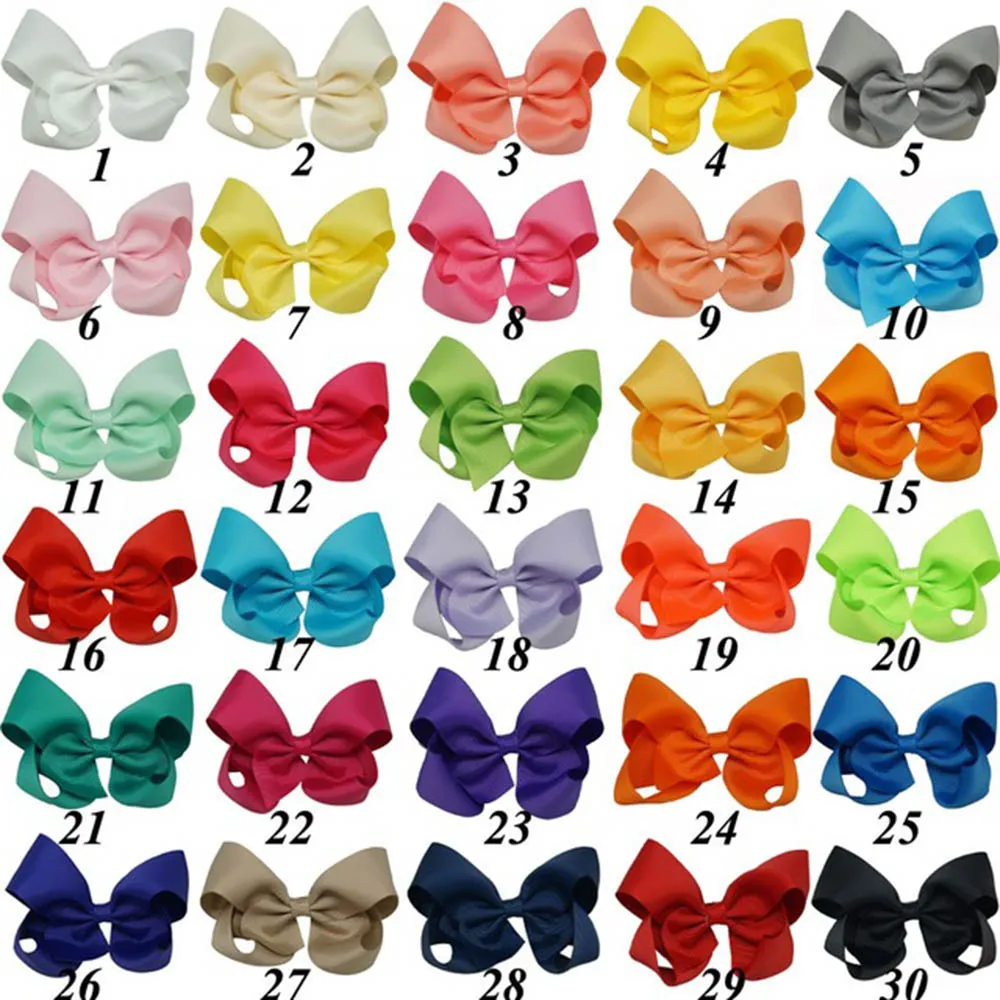 30pcs/set 4 Inch Solid Hair Bow With Clip Girls Grosgrain Ribbon HairBows Boutique Handmade Hairpin For Kids Hair Accessories (0)