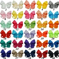 30pcsset 4 inch solid hair bow with clip girls grosgrain ribbon hairbows boutique handmade hairpin for kids hair accessories