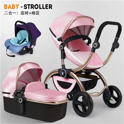 pink 3 in 1 Новая стильная детская коляска 3 в 1, складная детская коляска для автомобиля, независимая детская корзина для сна и автокресло - Цвет: pink 3 in 1