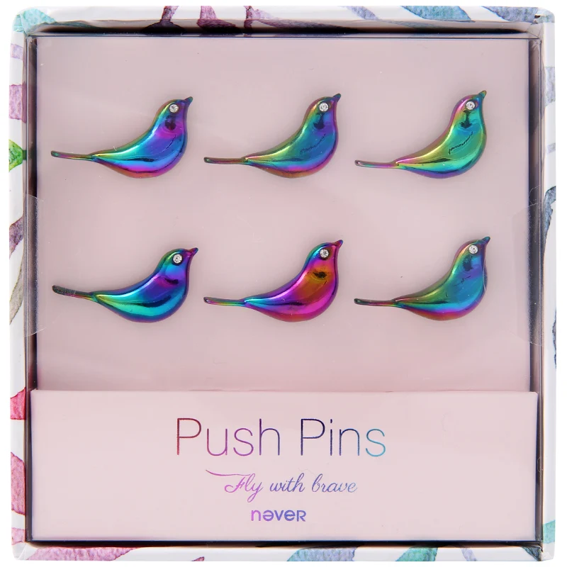 Никогда красочные летучие птицы форме Thumbtack Pin металлический толчок милые