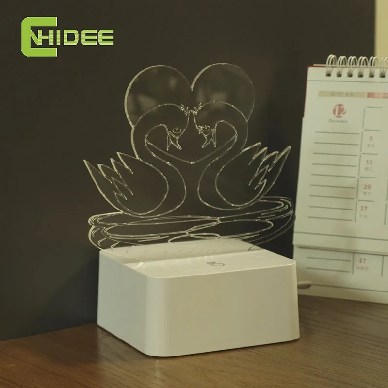 CNHIDEE Инновационные 3D Night Light Любить Птицы Мандаринка USB Сенсорный Настольная Лампа