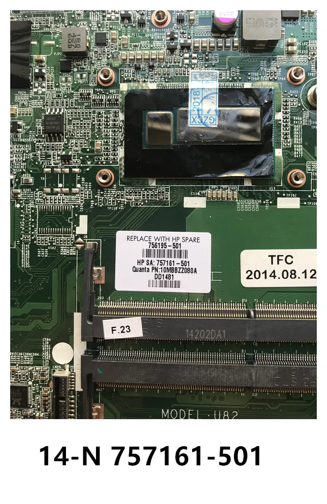 756195 501 001 для HP Pavilion 14 N Материнская плата ноутбука I5 4200U DA0U82MB6D0 REV:D протестированная