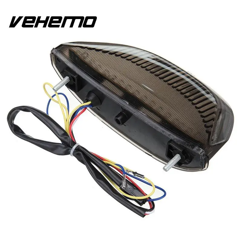 

Vehemo DC12V Dark Brown Tail Light Turn Signal Direct Replacement Durable Motorcycles LED Brake Light Signal Light Integrated