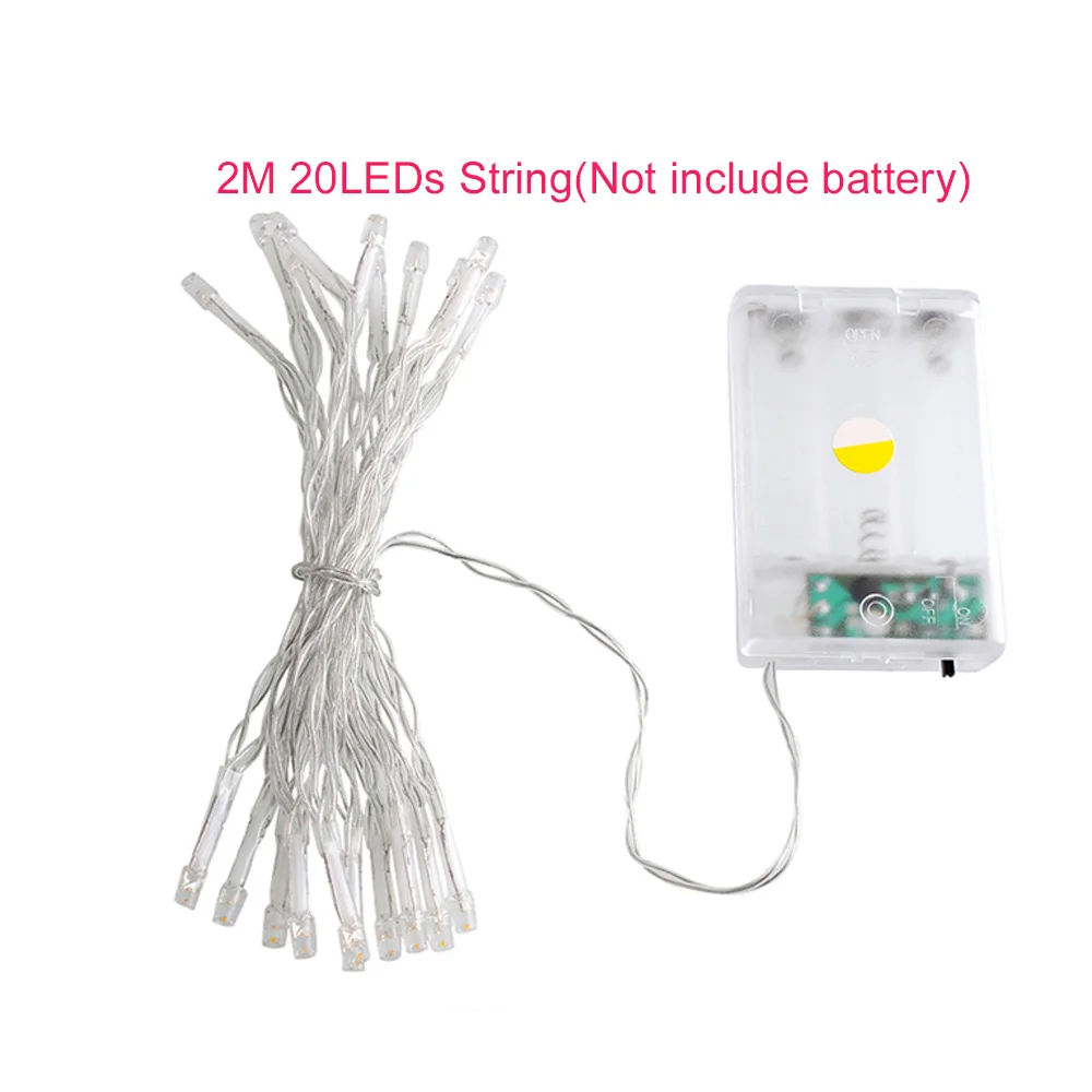 2M 20Leds Strings Светодиодный светильник-гирлянда s 10 м 5 м 2 м медная проволочная Гирлянда для дома, Рождества, свадебной вечеринки, декоративный светодиодный светильник-гирлянда с батареей USB, сказочный светильник - Испускаемый цвет: 2M 20Leds Strings