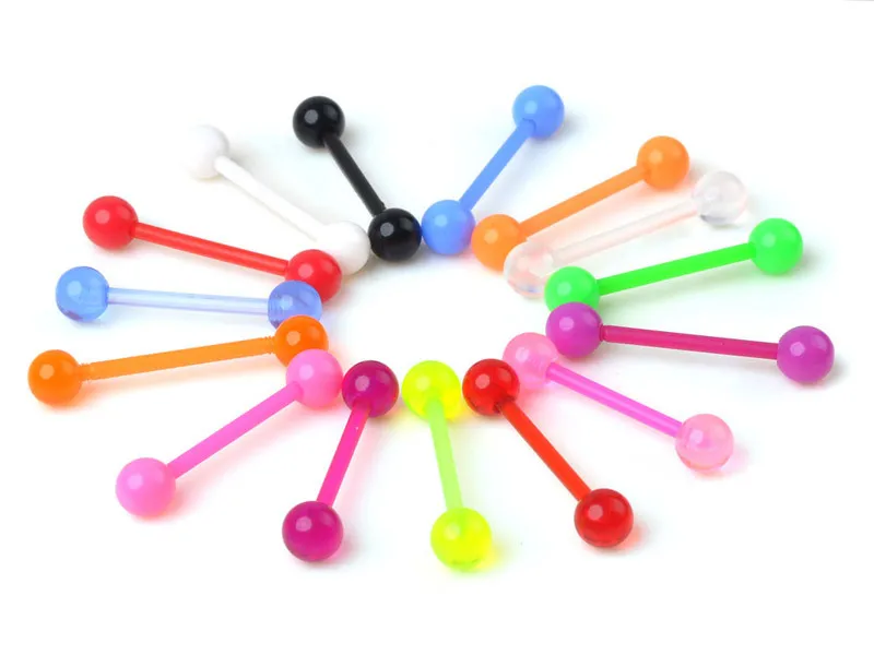 10 шт./лот цвет случайный гибкий акриловый язык стержень для сосков кольца штанга
