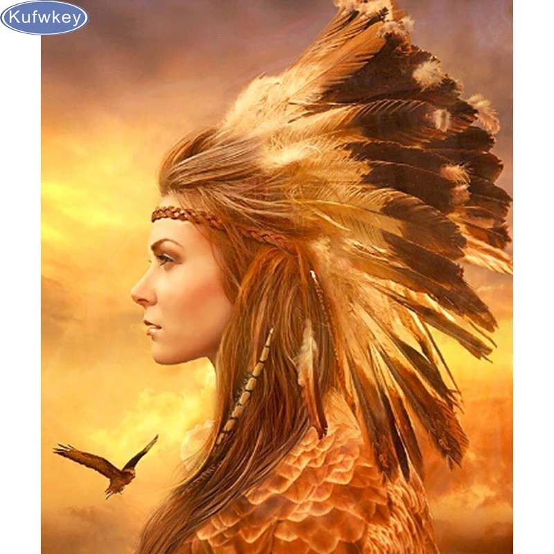 Алмазная вышивка сделай сам N141 с индейскими девушками картина из страз крестиком