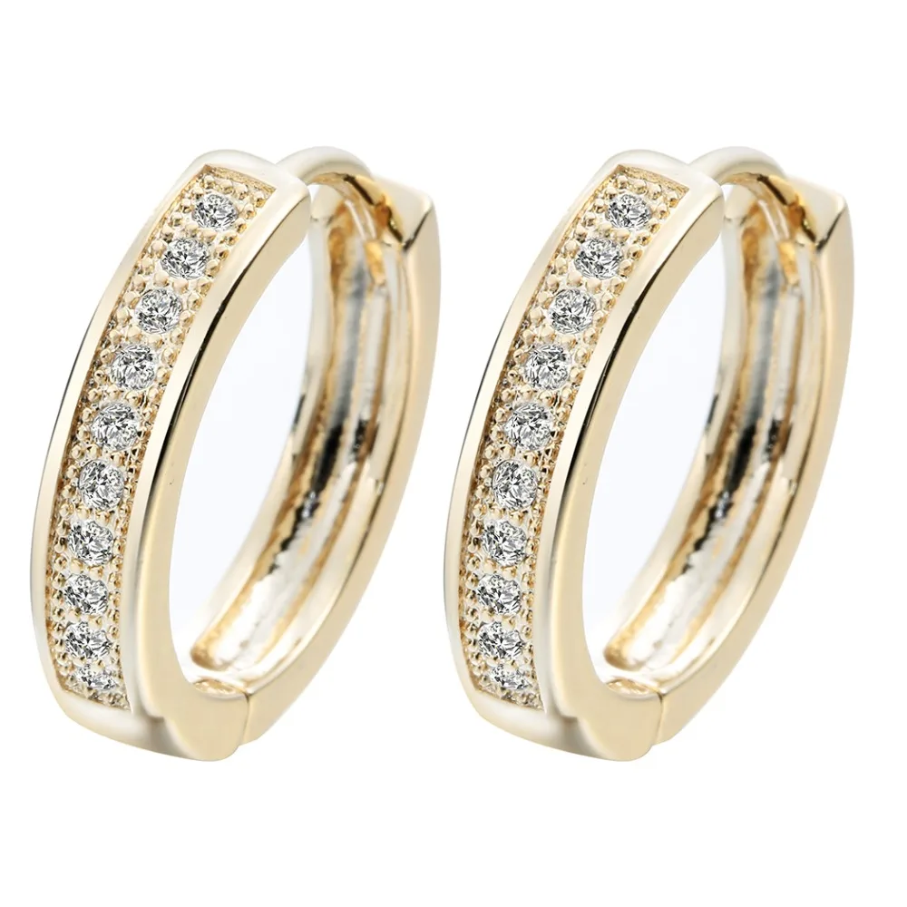 Женские круглые серьги QIAMNI большие Huggie из белого камня с фианитом A2128|huggies earrings for
