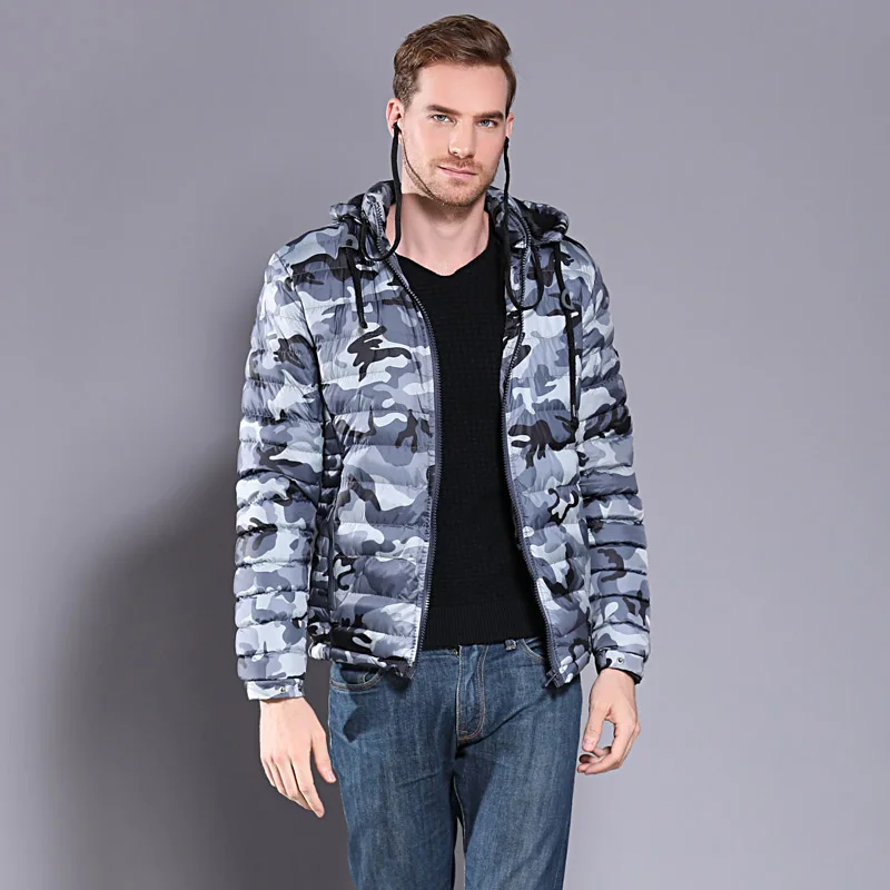 Camo Gray COUTUDI, зимняя мужская куртка высокого качества с хлопковой подкладкой, брендовая куртка с капюшоном, модная толстая верхняя одежда, мужская теплая куртка - Цвет: Camo Gray