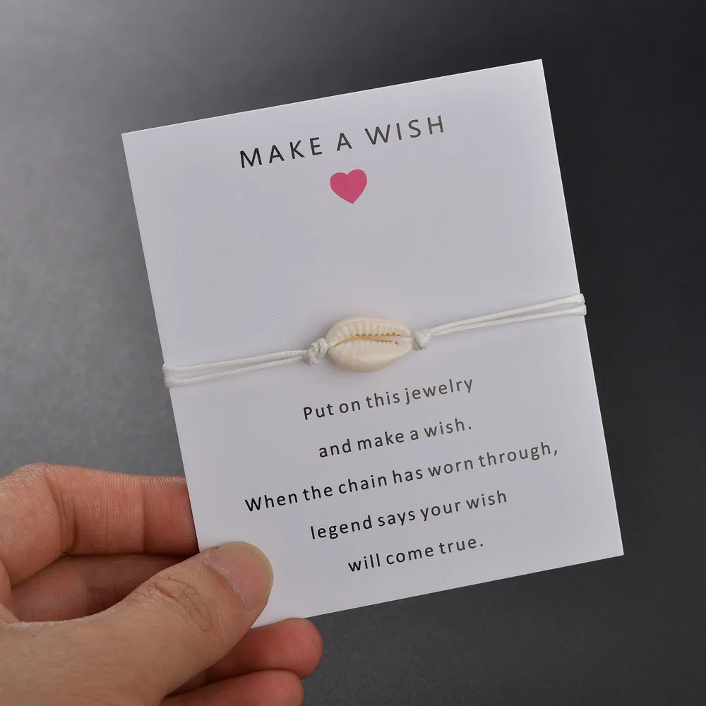 Очаровательный браслет Love Nature Shell из крафт-бумаги подарок с надписью Wish Card