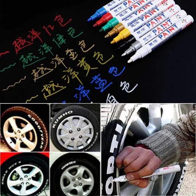 

Motorcycle Auto Car Wheel Tyre Tire Paint Marker Pen Waterproof Colorful Car Wheel Tyre Tire Tread Paint Markers Car Accessories