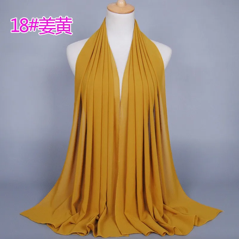 

Women Plain Solid Color Pearl Bubble Chiffon Instant Scarf High Quality Shawls and Wraps Hijab Scarves Muslim Headwear Foulards