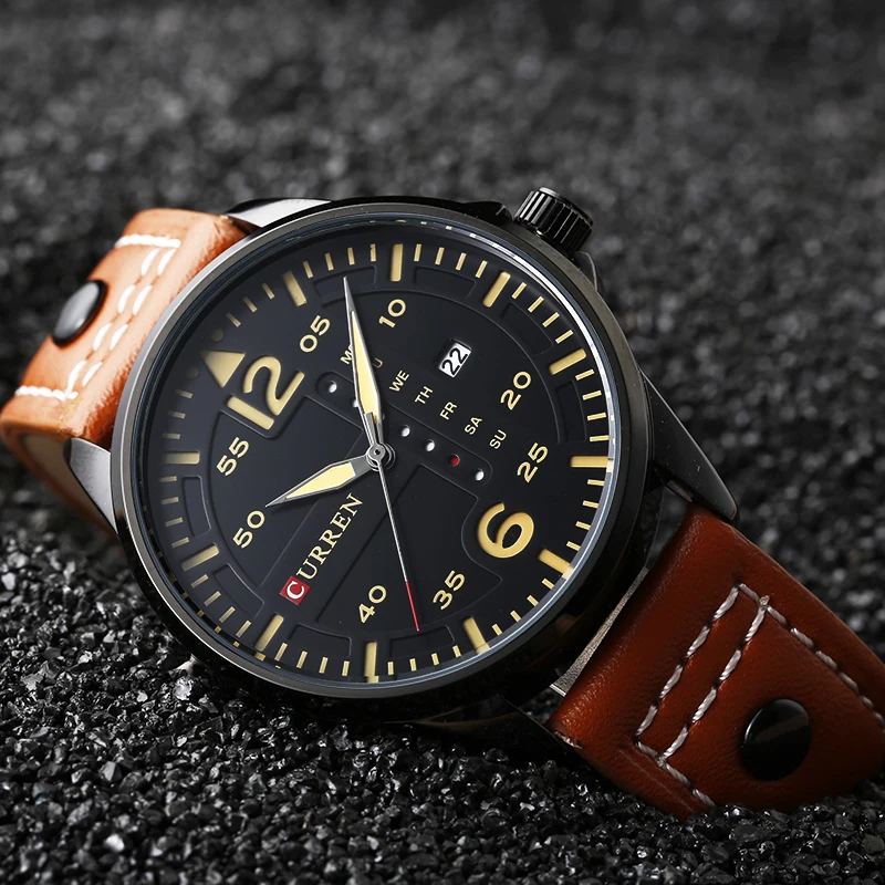 CURREN Luxury Brand Relogio Masculino Дата Кожа Случайные Люди Вахты Спортивные Часы Кварцевые