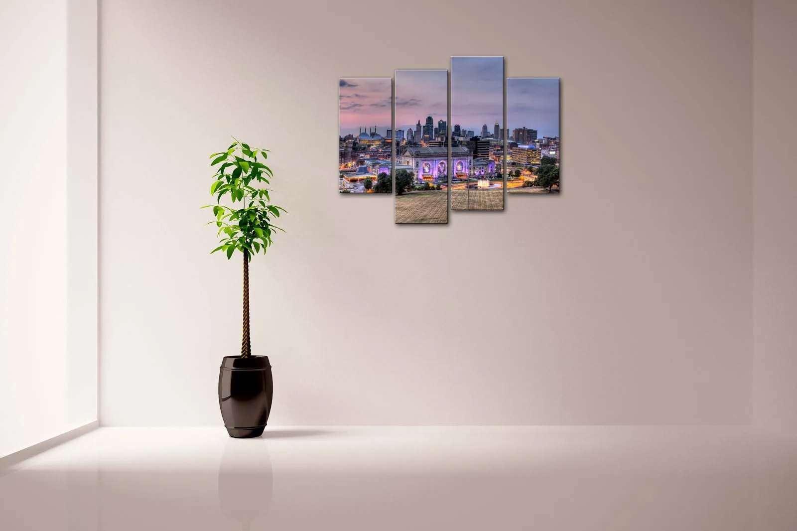 4 панели без рамки настенные художественные картины здания Канзас-Сити