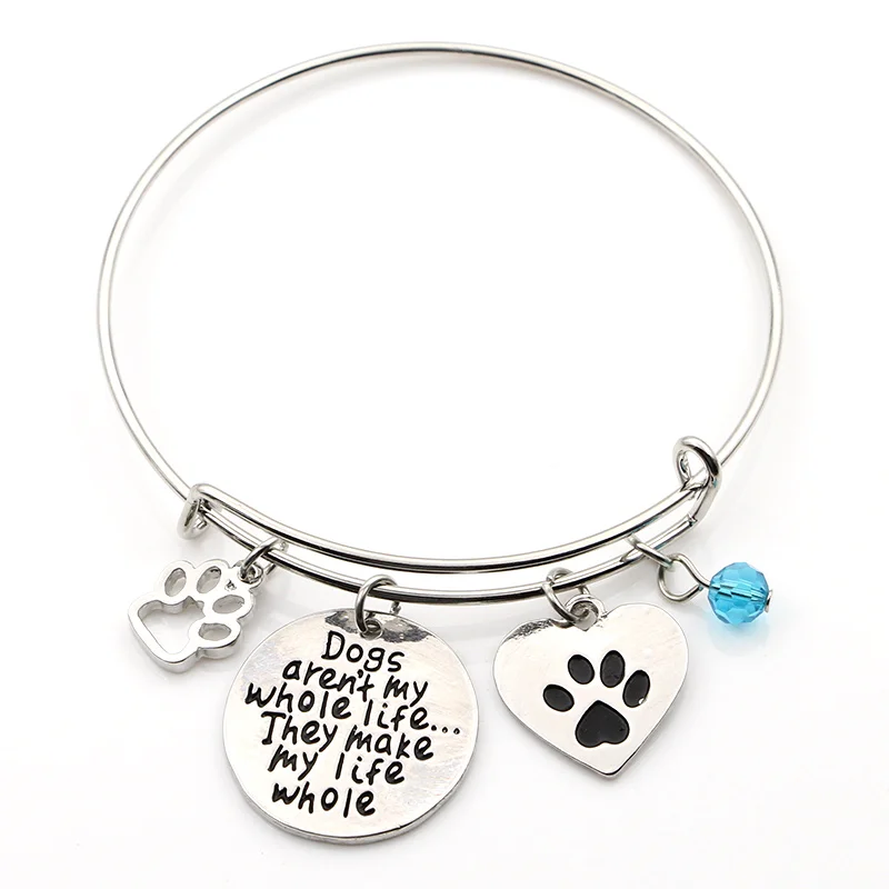 Винтаж Шарм DIY Браслеты Товары для собак отпечаток лапы Регулируемый Провода