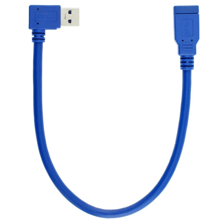 Кабель удлинитель для синхронизации данных 100 шт./лот синий под прямым углом USB 3 0 A
