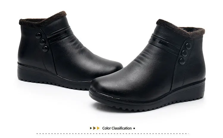 GKTINOO Fashion Winter Boots Women Leather Ankle Warm Boots Mom Autumn Plush Wedge Shoes Woman Shoes Big Size 35-41