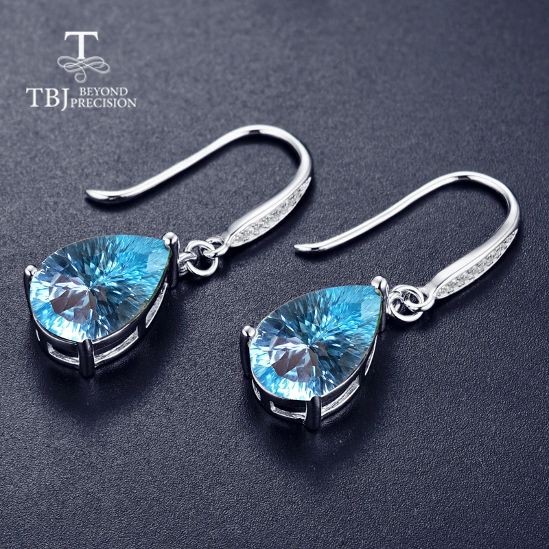 Женские серьги с крючком TBJ 13ct небесно-голубой топаз вогнутые серьги-подвески из