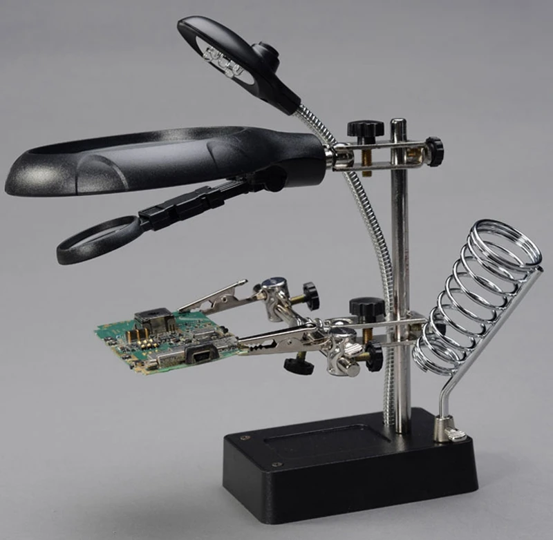 Регулируемые линзы увеличительное стекло es 2018 новое с 5 Светодиодами зажимом