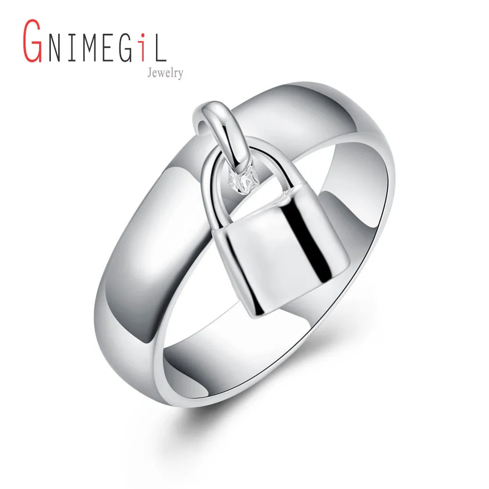 GNIMEGIL горячее серебро замок кулон модное кольцо на палец ювелирные изделия