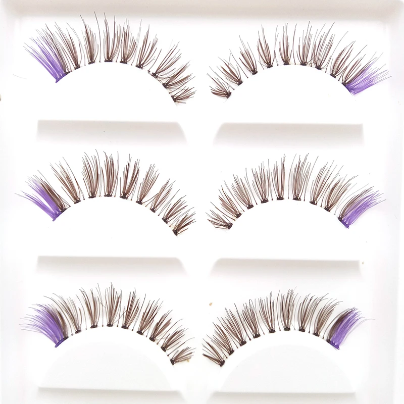 5 пар/компл. натуральные накладные ресницы в японском стиле фиолетовые