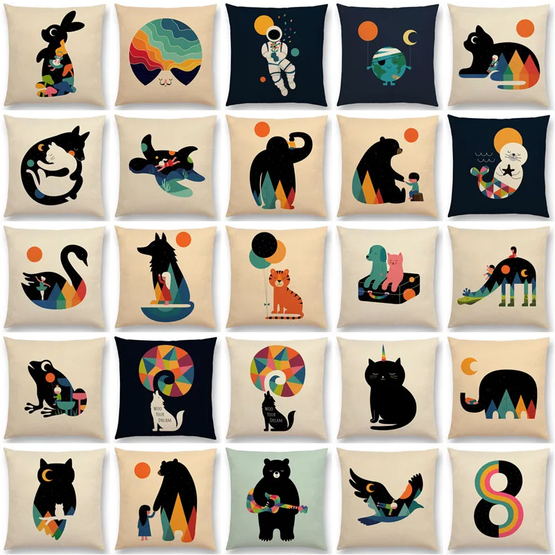 Новинка наволочка для подушки с изображением дня ночи солнца луны детей