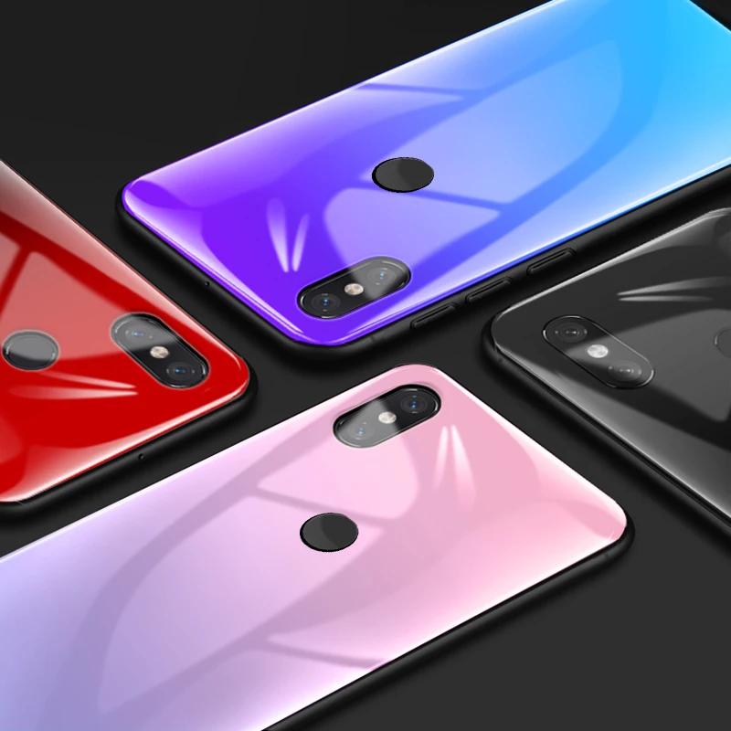 Градиентный чехол из закаленного стекла для Xiaomi Mi A2 8 Lite задняя крышка 9 PocoPhone F1 Pocof1