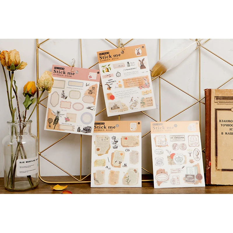 15 упаковок/партия милый коллаж серии письма бумажные наклейки diy