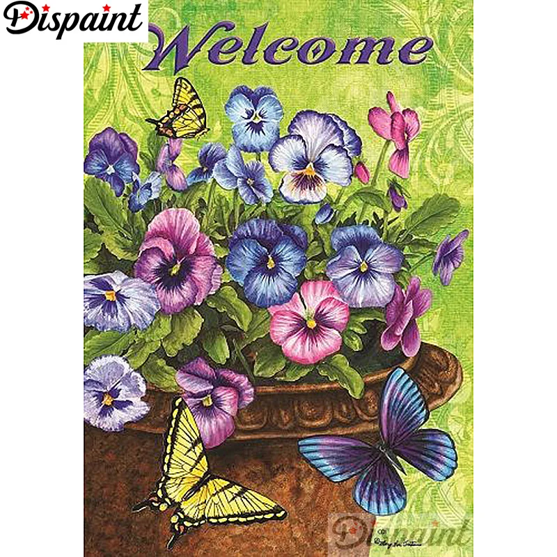 

Dispaint Full Square/Round Drill 5D DIY Diamond Painting "Flower butterfly" Embroidery Cross Stitch 3D Home Decor A12869