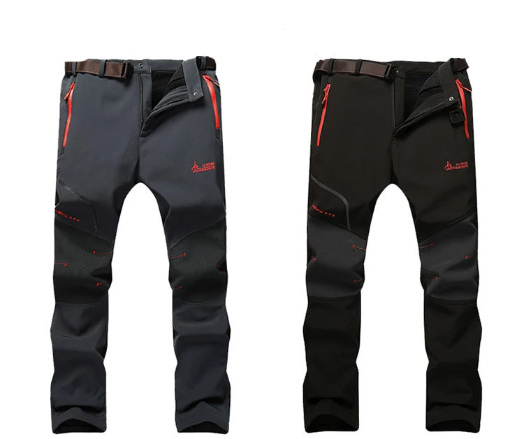 Весенние уличные брюки Gore-Tex мужчины женщины пары большой флис утолщаются теплые альпинистские водонепроницаемые ветрозащитные лыжные брюки