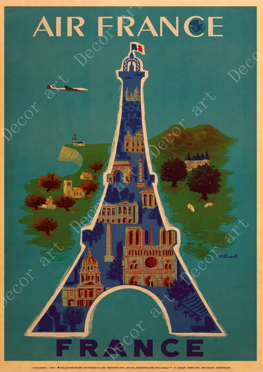 Воздух Франция Путешествия Париж Город холст картина старинные настенные