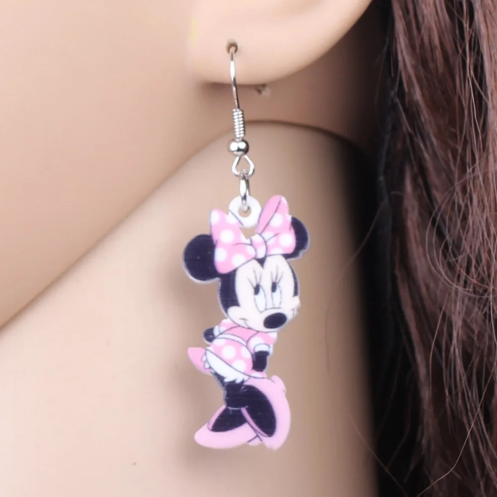 

Newei Long Drop Brand Cute Pink Mouse Face Earrings Acrylic Hot 2017 Animal Jewelry Girls Women Cartoon Earrings Accessories