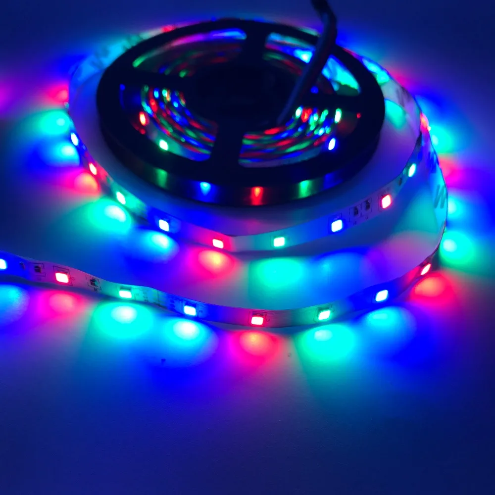 Водонепроницаемая SMD rgb Светодиодная лента светильник 2835 5 м светодиодный светильник rgb светодиодный s Лента Диодная лента гибкий музыкальный контроллер DC 12 В адаптер