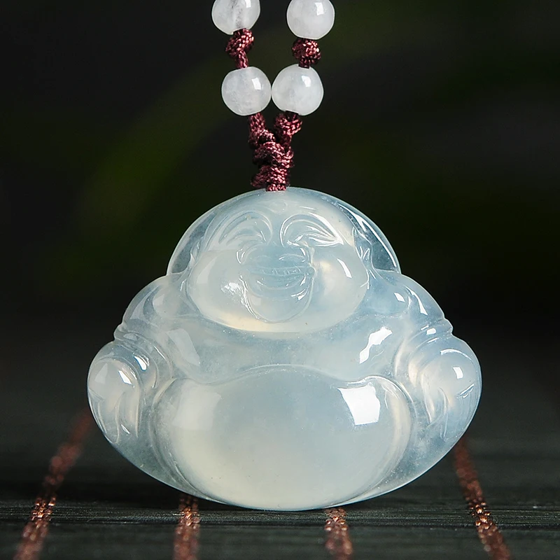 Бирманский нефритовый ледяной бег бледно зеленый Изумрудный Смеющийся Будда